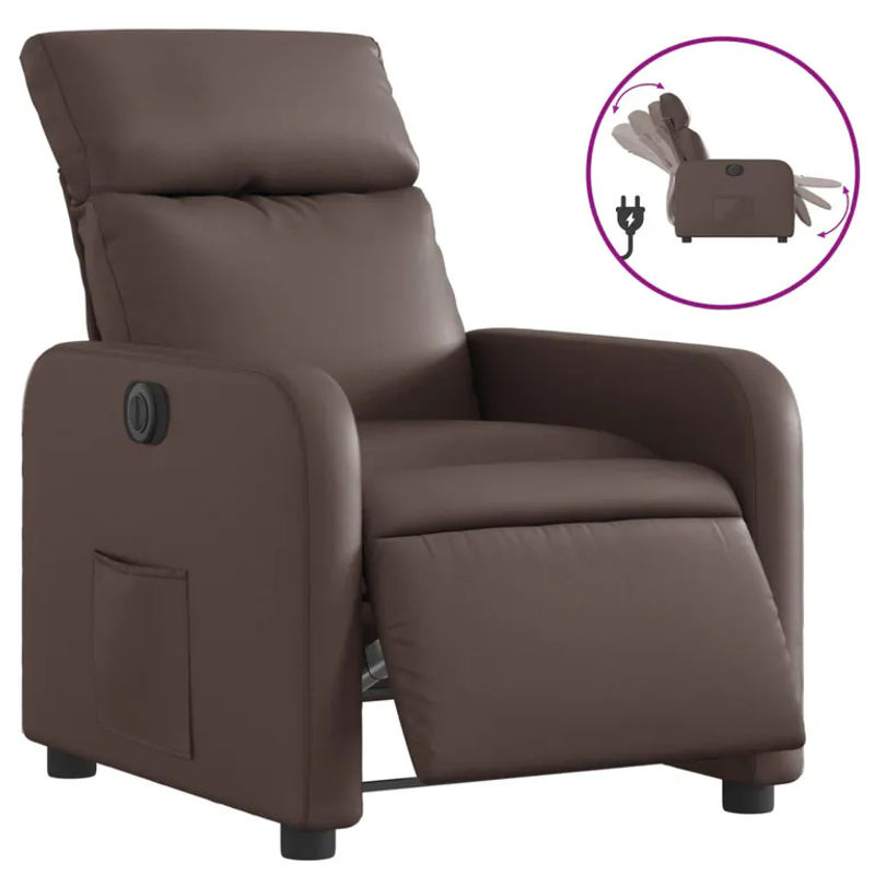 Vidaxl Elektrischer Relaxsessel in Braun mit Kunstlederbezug im modernen Design - Bild 7