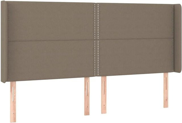 vidaXL Kopfteil mit Ohren in Taupe, gepolstertes Stoff-Kopfteil für dein Schlafzimmer, B: 203 cm, T: 16 cm, H: 118/128 cm - Bild 1