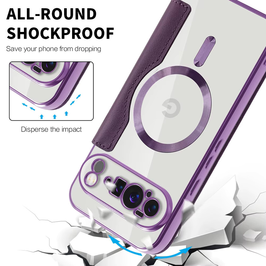 2-in-1 Leder Schutzhülle für Google Pixel 9 10 Pro XL 9A 8A 7A 9 Pro Flip Cover Anti Drop Handyhülle aus TPU in Pink und Purple - Bild 2