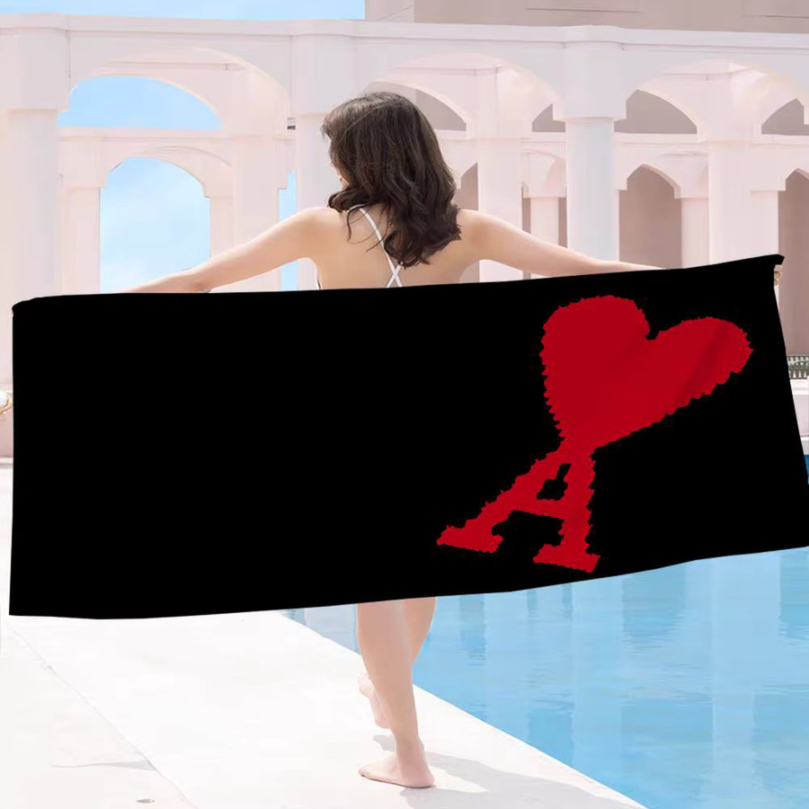 AMI PARIS Strandtuch für Kinder aus Mikrofaser und Baumwolle, schnelltrocknend und sandfrei, Multicolour/Schwarz - Bild 5