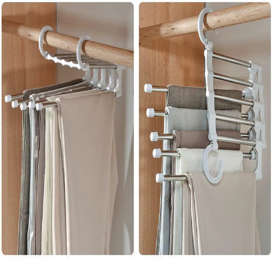 Home Magic Multifunktionales Klapp-Hosenregal aus Metall mit Clips in Weiß - Bild 2