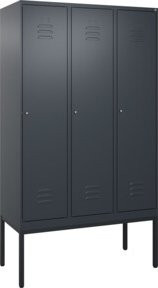 C+P Spind Classic PLUS Garderobenschrank mit 3 Abteilen, Stahlkonstruktion, Anthrazit/Schwarz, H x B x T: 212 x 120 x 50 cm - Bild 1