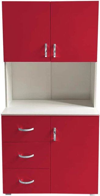 HTI-Living Badschrank modern in Rot Weiß mit Türen und Schubladen - Bild 1