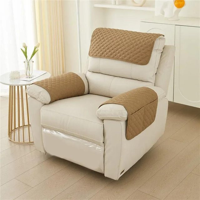 Elastischer Sofabezug für Liegesessel und Relaxsessel in Beige, wasserabweisender und kratzfester Sesselbezug aus Jersey-Polyester für 1 Sitzer - Bild 1