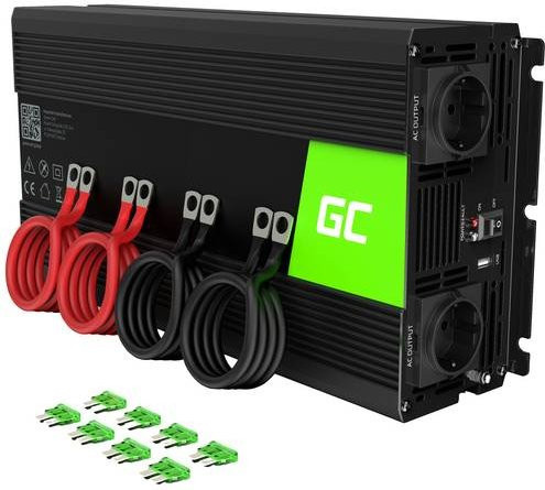 Green Cell Wechselrichter INV11 2000W 12V - 230V in Schwarz mit USB-A und USB-C Anschlüssen - Bild 1
