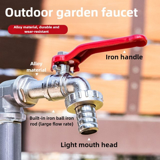 Messing Garten Bewässerung Wasserhahn mit 1/2 Zoll Anschluss für IBC Tanks, Frostschutz Ventil für Outdoor und Balkon, Silber - Bild 1