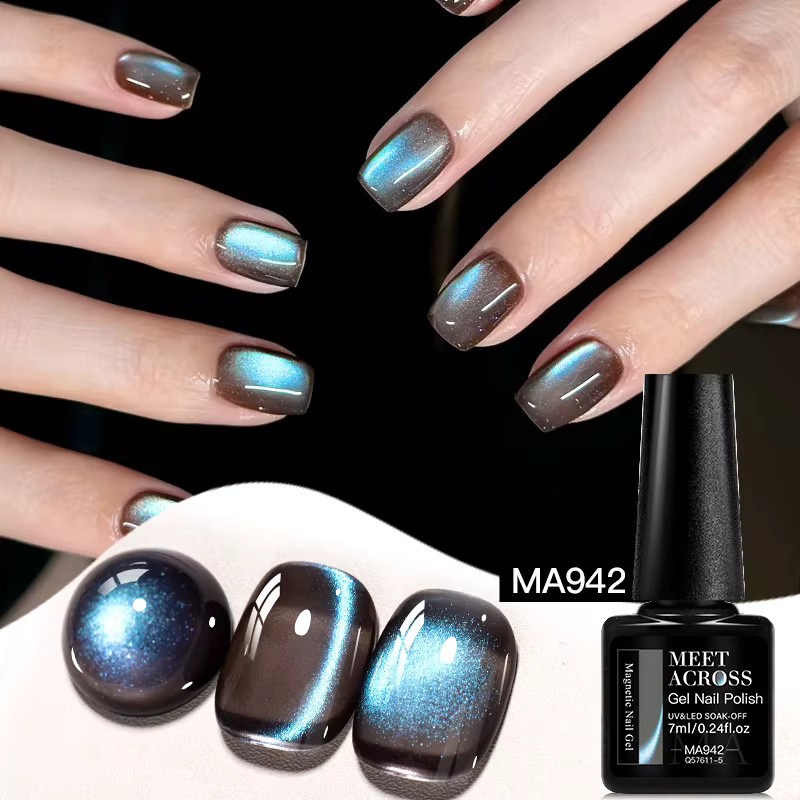 MEET ACROSS Magnetischer Gel-Nagellack, Desert Brown, Glänzend - Bild 4