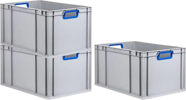 PROREGAL Spar Set 3x Eurobox Nextgen Color Transportboxen mit verstärktem Boden und Griffen, Blau, H x B x T: 32 x 40 x 60 cm, 65 Liter - Bild 1