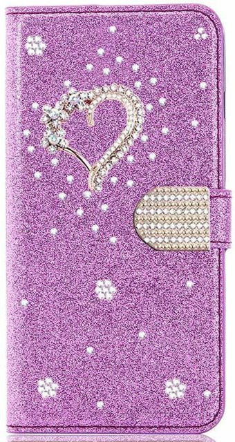 Glitzer Lederhülle Portemonnaie für Samsung Galaxy S26 Ultra S25 FE S24 S23 Plus S22 A15 A14 A13 A16 A26 A36 A56 A34 A35 A54 A55 A06 in Purple - Bild 1