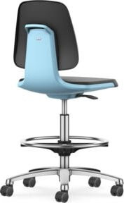 Bimos Arbeitsdrehstuhl Labsit mit Skintec-Polster, Rollen und Fußring, blau, B/T/H: 45 x 42 x 56 - 81 cm - Bild 1