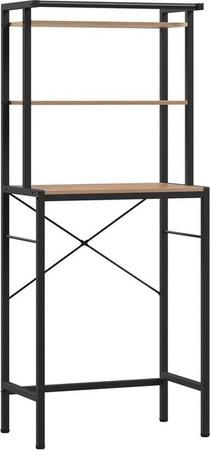 EUGAD Mehrzweckregal als Waschmaschinenregal oder WC Regal aus Metall und Holzwerkstoff, Farbe: Schwarz oder Beige, H x B x T: 162 x 40 x 20 cm
