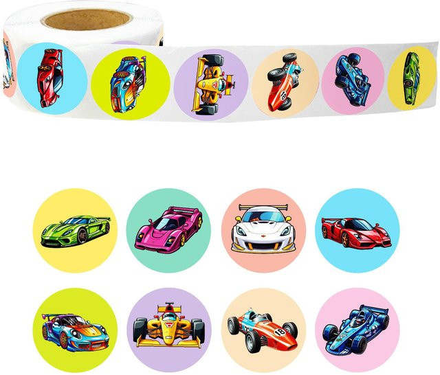 500 Stück Rennsport Supercar Rollenaufkleber in Multicolour zur Dekoration - Bild 1