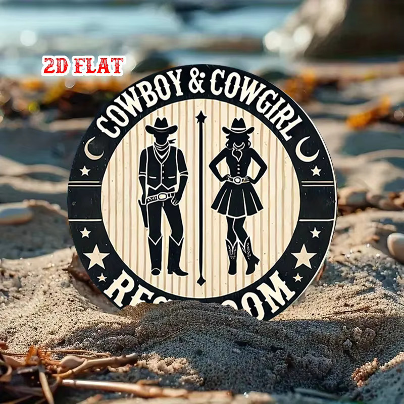 Potdemiel Vintage Western Cowboy & Cowgirl Toilettenschild aus Metall, rustikale Wanddekoration in Mehrfarbig, Breite: 7,8 cm, Höhe: 7,0 cm, Tiefe: 7,0 cm - Bild 4