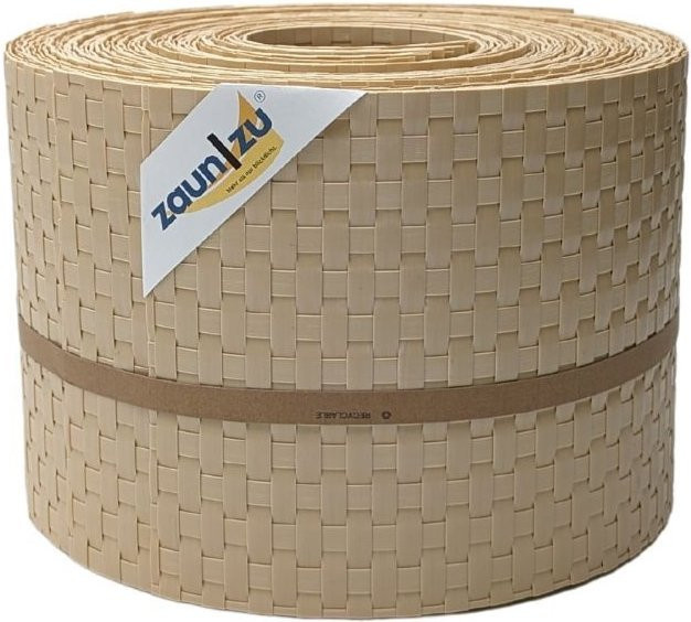 zaun zu Sichtschutzstreifen Rattan für Doppelstabmatten UV-beständig Beige 10 x 2,55 m - Bild 1