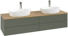 V&B Antao Waschtischunterschrank mit integrierter Beleuchtung, Wandmontage, Eiche Honig, Grau, B: 160 cm, T: 50 cm, H: 2 cm - Bild 1