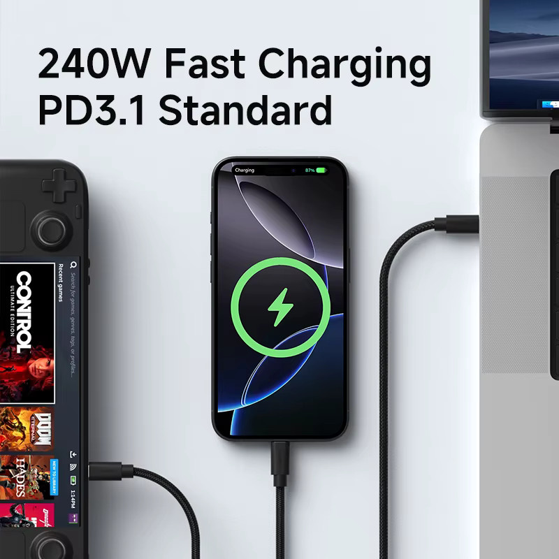 Hagibis USB C auf USB C Kabel USB 4 Vollfunktionskabel in Schwarz mit 80 Gbit/s, 240 W Schnellladung und 8K-Videoübertragung für Thunderbolt 5 und iPhone 17 Pro - Bild 5