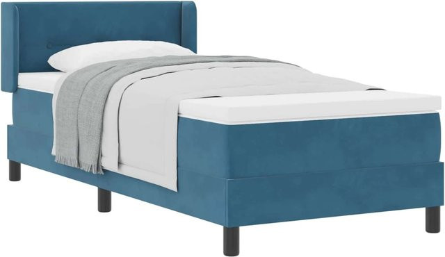 vidaXL Boxspringbett mit Matratze in Dunkelblau, Hybrid-Konstruktion, B/T/H: 100 x 200 x 203 cm - Bild 1