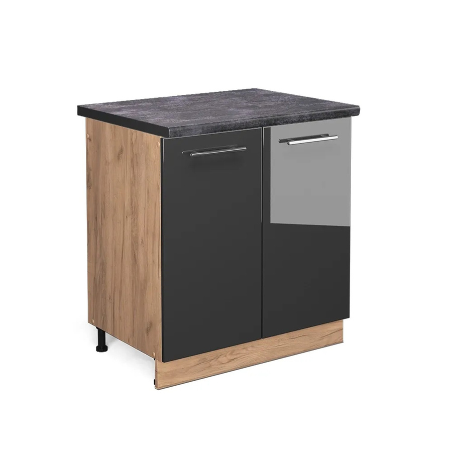 Vicco Spülenunterschrank Fame-Line Anthrazit Hochglanz und Goldkraft Eiche, B/T/H: 80 x 60 x 82 cm - Bild 2