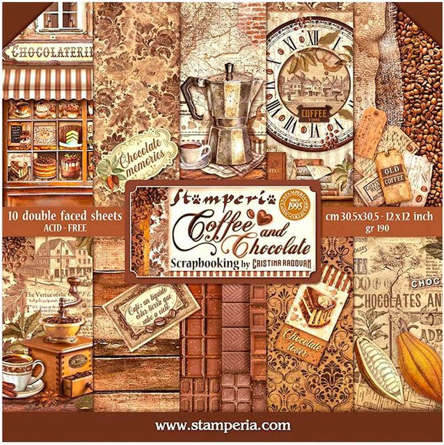 Stamperia Scrapbook-Block Coffee and Chocolate in Braun und Multicolour - Bild 1