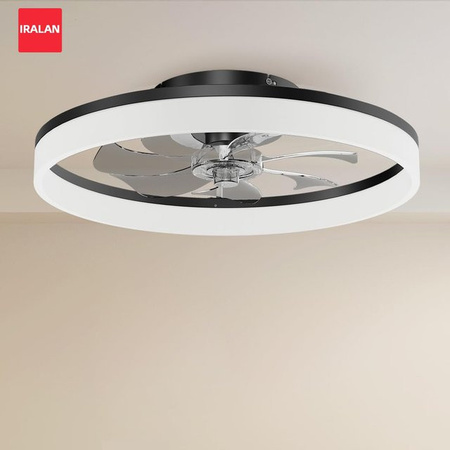 IRALAN LED Deckenventilator mit Fernbedienung in Weiß, dimmbar mit 6 Windgeschwindigkeiten für Wohnzimmer und Schlafzimmer