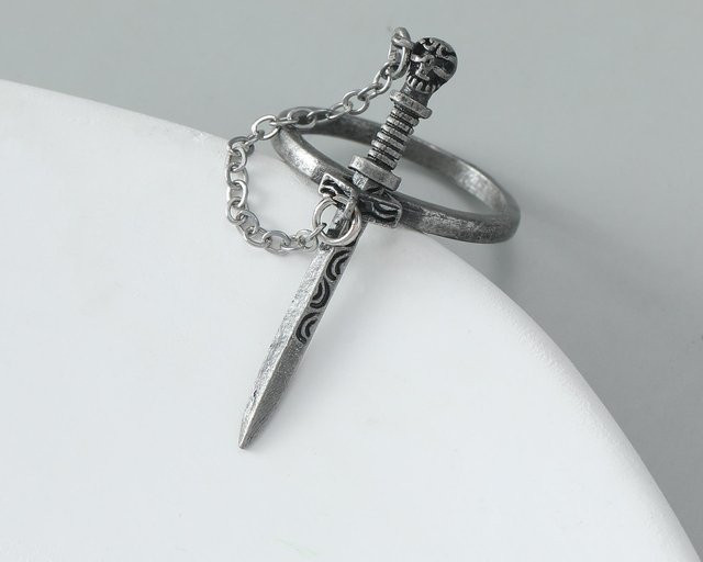 Ring Edelstahl, Schwarz, Vintage, Damen - Bild 1