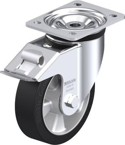 Blickle Lenkrolle LK-ALEV 160K-FI mit Feststeller in Schwarz und Silber, Rad-Durchmesser: 160 mm, Tragfähigkeit: 400 kg - Bild 1