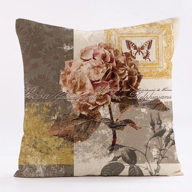 Tinika Chen Kissenbezug mit Retro Blumenmuster und kurzem Plüschdruck für dein Sofa, B/B: 18 x 18 cm - Bild 1