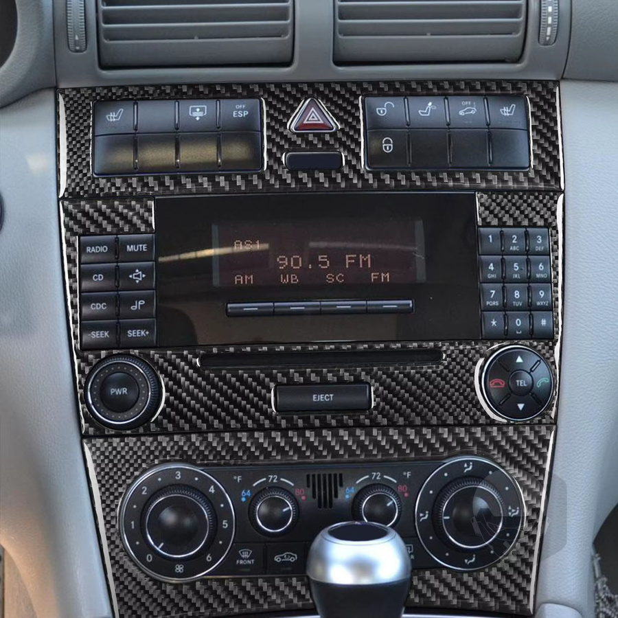 RRX CARBON Center Konsole Panel Abdeckung aus Real Carbon Fiber für Mercedes C Klasse W203, Schwarz - Bild 2