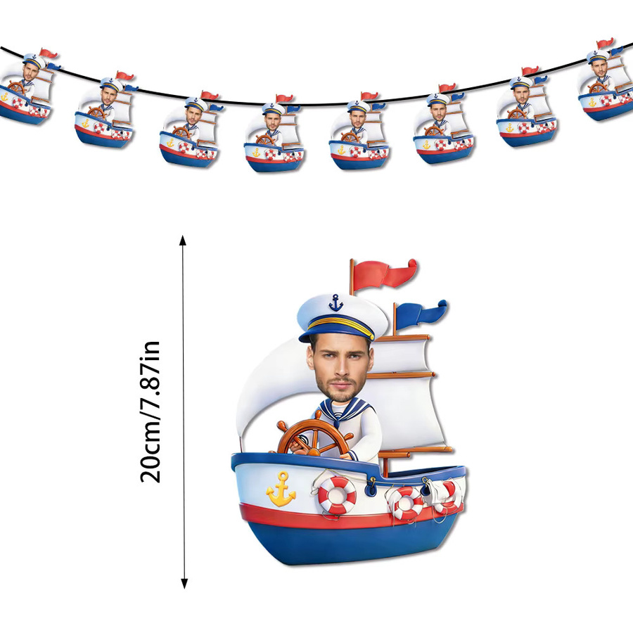 8-teiliges personalisiertes Marine-Fotobanner aus Papier für deine nautische Klassenparty und Abschlussfeier in Cyan - Bild 4