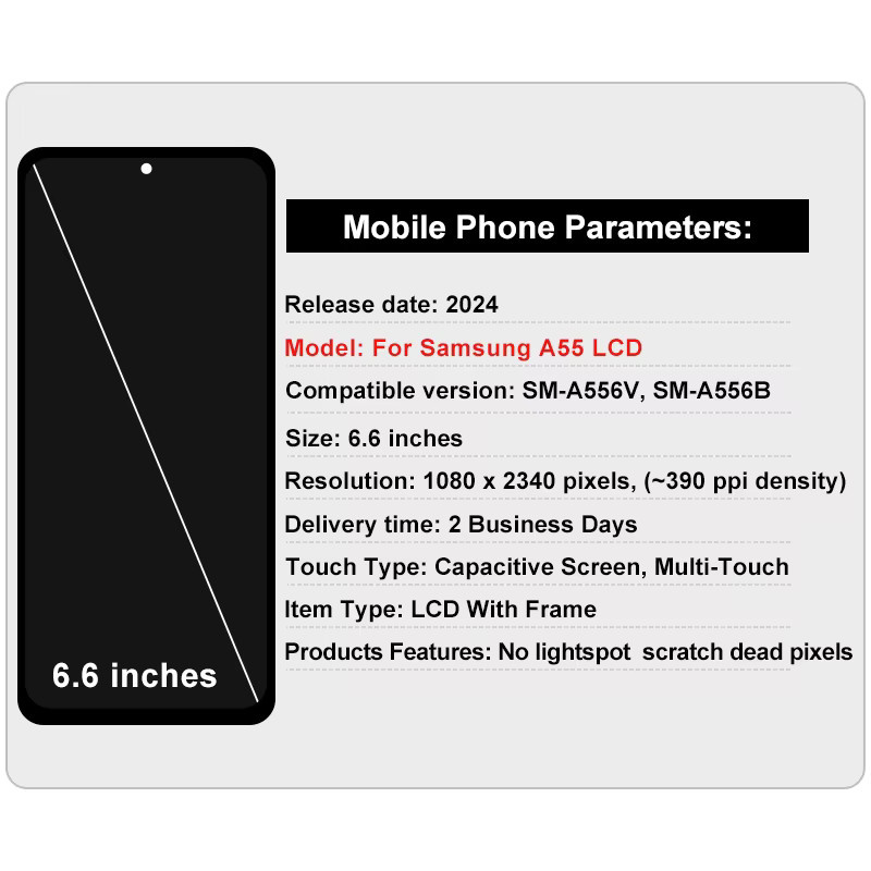 Samsung Galaxy A55 5G Super AMOLED Display mit Touch Screen und Rahmen in Schwarz als Ersatzteil - Bild 2
