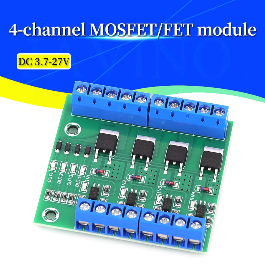 4-Kanal-MOSFET-Treibermodul mit optokopplerisolierter SPS-Verstärkerplatine in Grün, 3 V–20 V - Bild 3