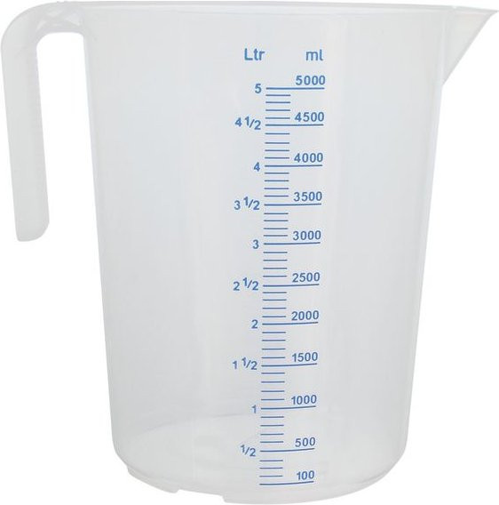 Schneider Messbecher Staple, transparent/beige, 5000 ml, rund mit aufgedruckter Skala und spülmaschinenfest - Bild 1