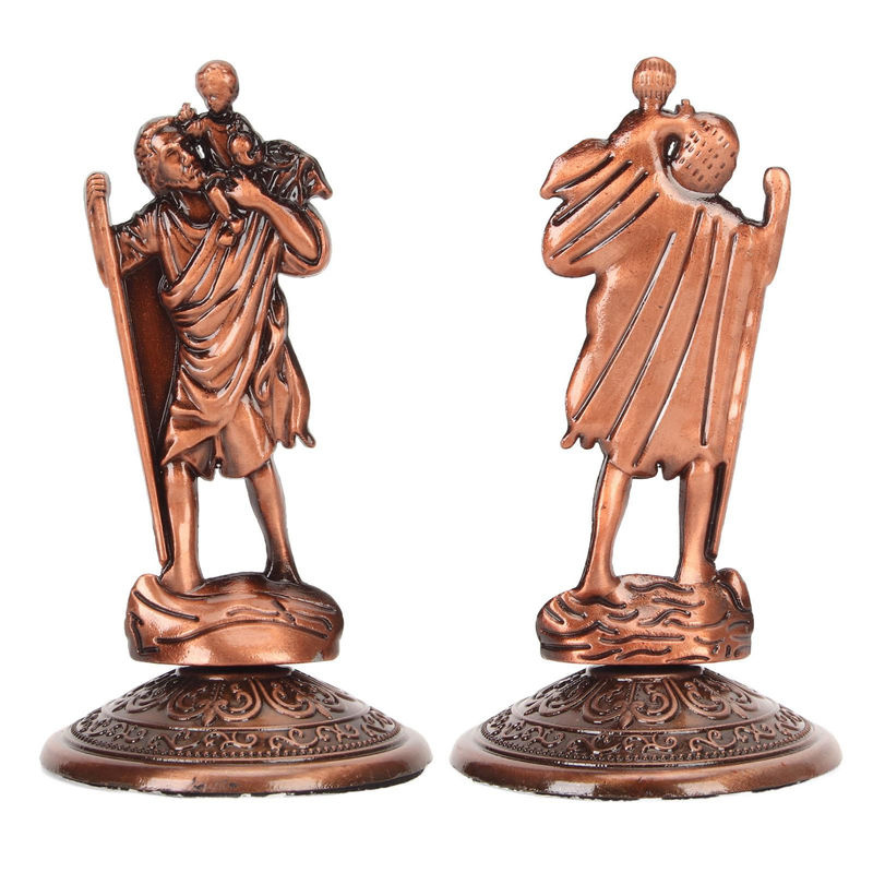 Tooarts Jesus Christus Statue aus Metall in Gold und Braun als christliches Ornament für Zuhause, Büro oder Auto - Bild 2