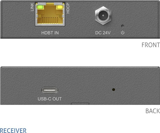 PureTools PT-HDBT-1020C-RX Audio- und Video-Leistungsverstärker AV-Receiver in Grau mit Full-HD und USB-C - Bild 1