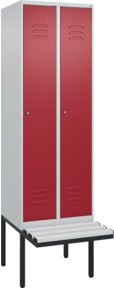 C+P Spind Classic PLUS Garderobenschrank mit Sitzbank, 2 Abteile, Lichtgrau, B/T/H: 212 x 60 x 81,5 cm - Bild 1