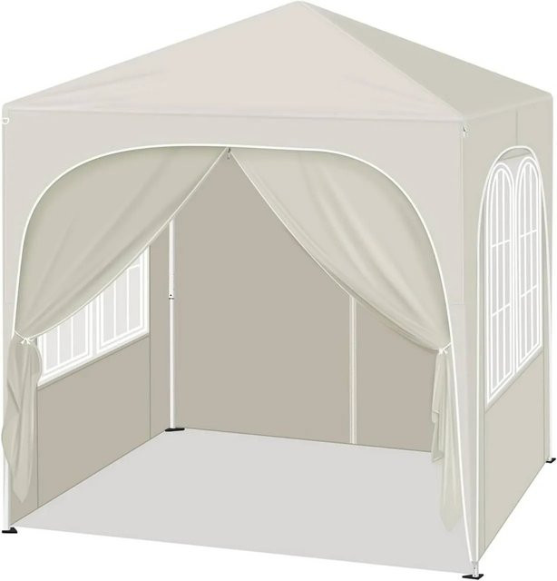 WOLTU Faltpavillon mit 4 Seitenwänden in Beige, höhenverstellbar, B/T: 200 x 200 cm - Bild 1