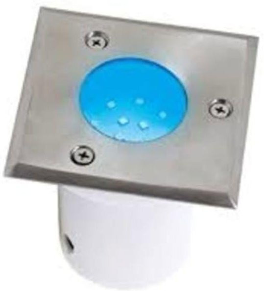 Quadratischer LED-Einbaustrahler IP67 in Blau für Garten und Terrasse aus Edelstahl und Glas mit 1,2 W - Bild 1