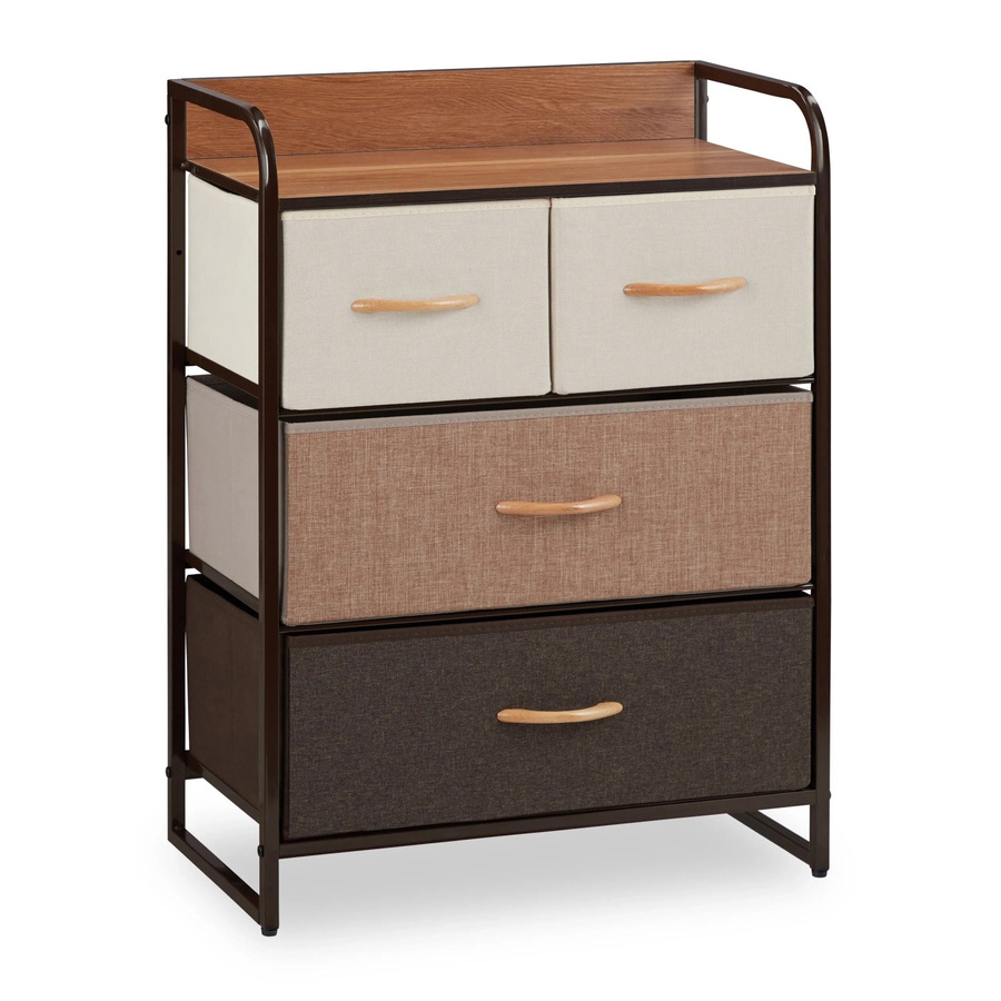 Relaxdays Schubladenschrank in Creme und Holzoptik aus MDF und Stahl, B/T/H: 79 x 58 x 31,5 cm - Bild 2