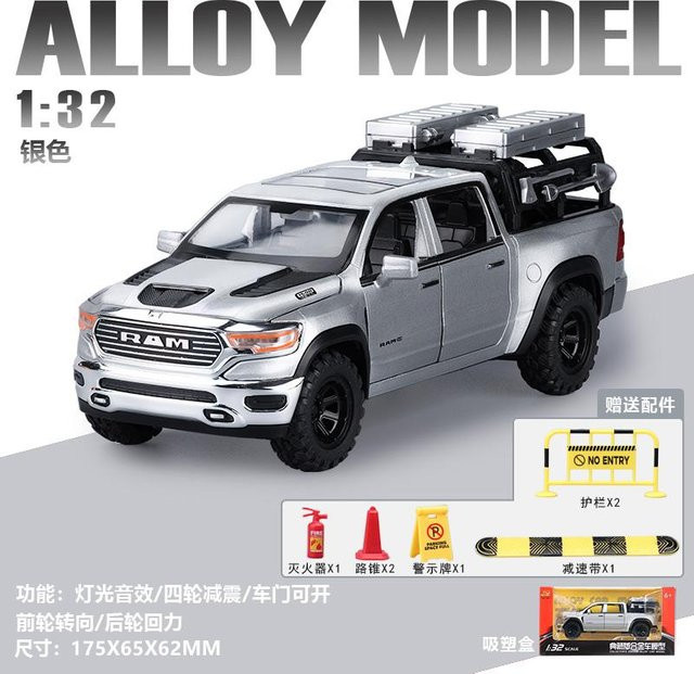 Linyi toy car Dodge Ram 1500 Trx Hennessey Mammoth, Modellauto, 1:32, Metall, mit Sound und Licht, ab 14 Jahren - Bild 1