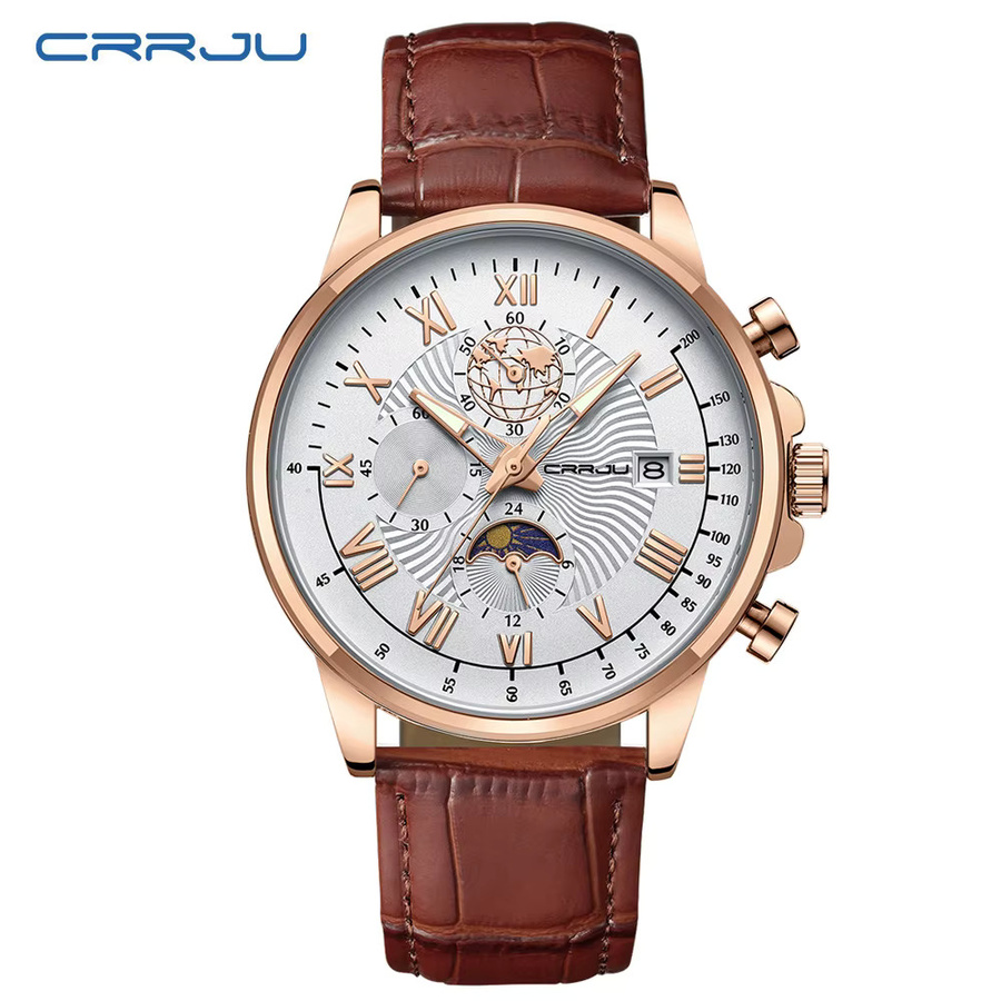 CRRJU Herrenuhr, Analoguhr, Quarz, Edelstahl, Gold, Herren - Bild 3