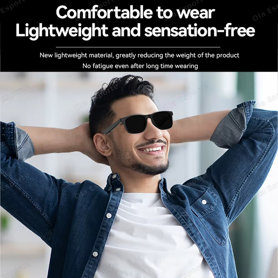 Ola Esporte Smart-Brille mit KI-Sprachassistent und Bluetooth-Funktion für Anrufe, schwarze Sonnenbrille mit Touch-Headset für Männer und Frauen - Bild 3