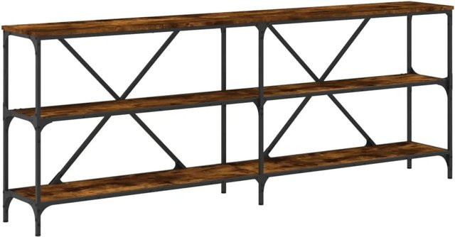 vidaXL Konsolentisch aus Holzwerkstoff und Eisen in Räuchereiche, B/T/H: 200 x 30 x 75 cm - Bild 1