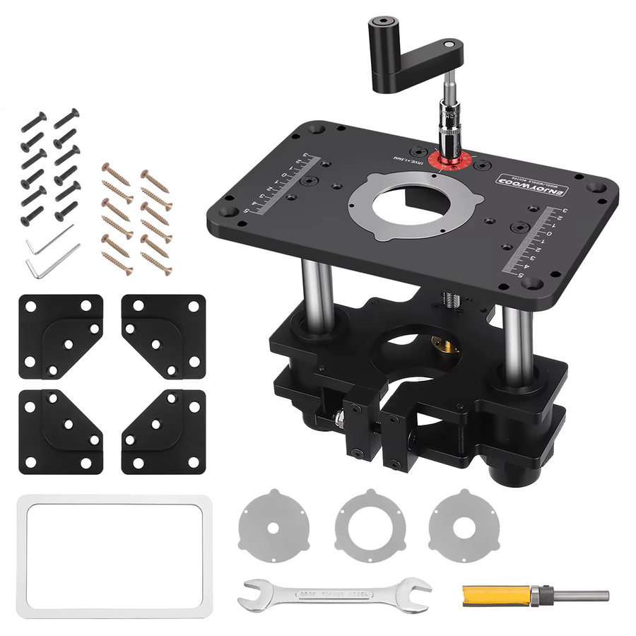 Enjoywood GD7 Pro Router Lift für 65mm und 69mm Fräswerkzeuge mit Platte in Schwarz B/T/H: 24,0 x 21,5 x 15,0 cm - Bild 3