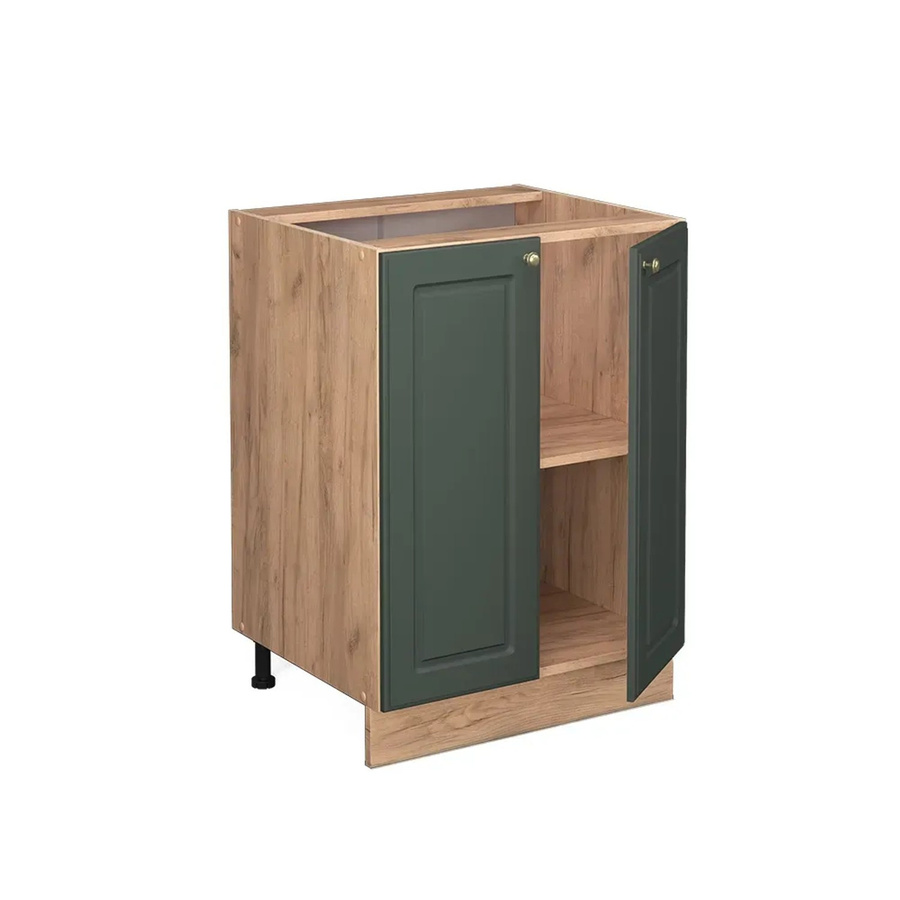 Vicco Küchenunterschrank Fame-Line in Grün-Gold mit Eiche-Optik und Marmor-Design im Landhausstil, B/T/H: 60 x 60 x 82 cm - Bild 2