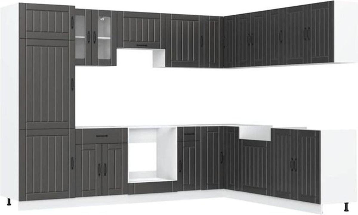 14-tlg. Küchenschrank-Set Lucca im Landhausstil von Vidaxl in Schwarz - Bild 1