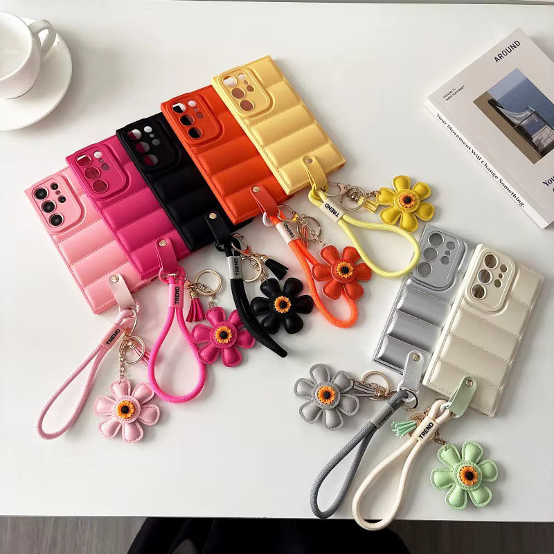Samsung Handyhülle mit Sonnenblumen-Daunenjacken-Design und Lanyard für Galaxy S25 S26 Ultra S24 S23 S22 Plus A55 A56 A35 A16 A15 in Mehrfarbig - Bild 3