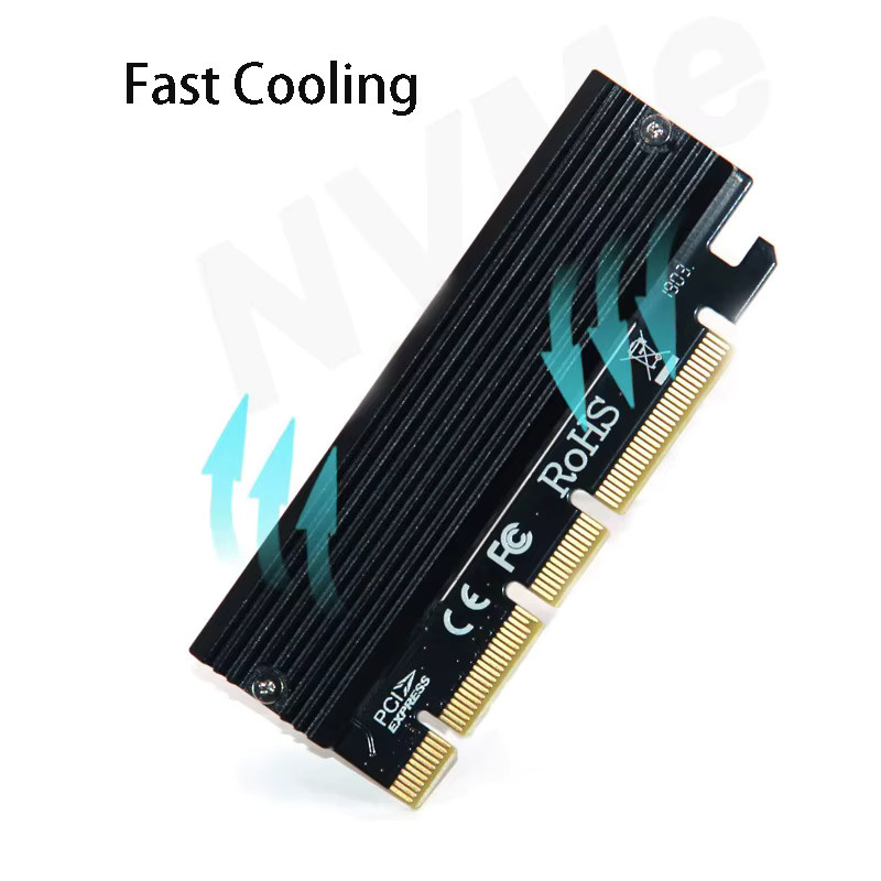 OULLX SSD M.2 NVMe Konvertierungskarte PCIe Erweiterungsadapter mit Aluminium Schnellkühlung in Schwarz - Bild 4