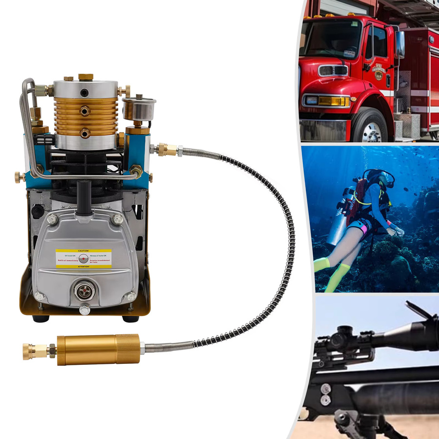CNCEST Hochdruck-Luftkompressor 1,8KW mit 30MPa, Auto-Stopp PCP Luftpumpe mit einstellbarem Druck und Öl-Wasser-Abscheider für Tauchflaschen, 220V EU - Bild 7