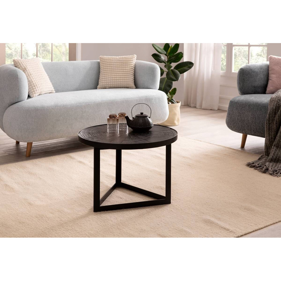 Couchtisch Wohnling Sonnenstrahlen aus Mango Massivholz in Schwarz im Industrial-Design B/H/T: 58 x 40 x 58 cm - Bild 5
