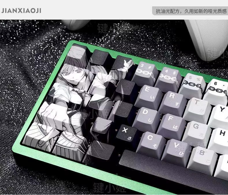 Chreey Makima Anime Tastenkappen aus PBT mit Seitendruck und durchscheinendem Design, Multicolor, 124 Tasten für mechanische Tastaturen (64/68/71/108 Tasten) - Bild 3